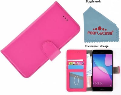 Pealycase Wallet Bookcase Geschikt voor Huawei P20 - Roze Fashion Hoesje