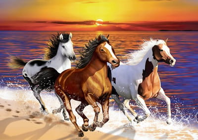 WoodenCity Houten Puzzel Wilde Paarden 200 Stukjes met Figuren