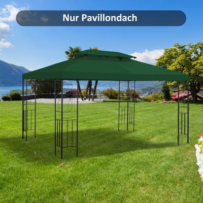 MIVRAY Paviljoendak 3 x 4 m Ademend Polyester Groen Dubbel Dak Met 8 Afwateringsopeningen Voor Tuinpaviljoen