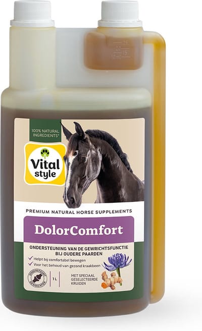 VITALstyle Dolorcomfort - Paarden Supplement - Ondersteuning Voor Optimaal Bewegingscomfort - Met o.a. Duivelsklauw & Boswellia - 1 L