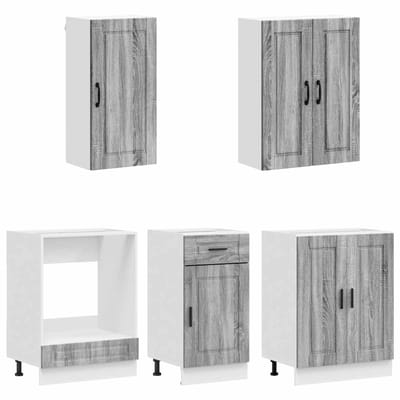 vidaXL - Keukenblok - PORTO - 5 - st - Grijs - Sonoma - Bewerkt - hout