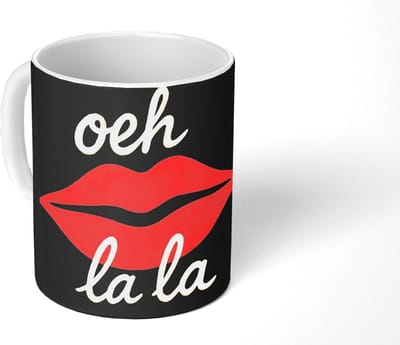 Mok - Koffiemok - Lip - Rood - Quote - Mokken - 350 ML - Beker - Koffiemokken - Theemok - Mok met Tekst