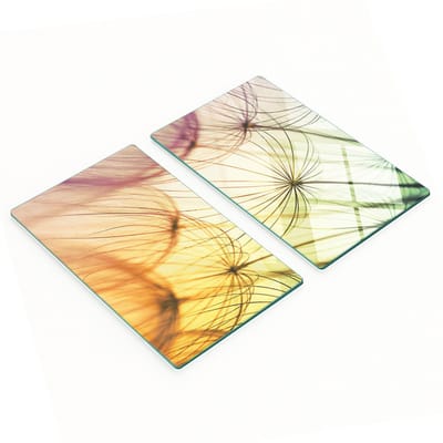 Set van twee glazen snijplanken met paardenbloemmotief, 2x30x52 cm