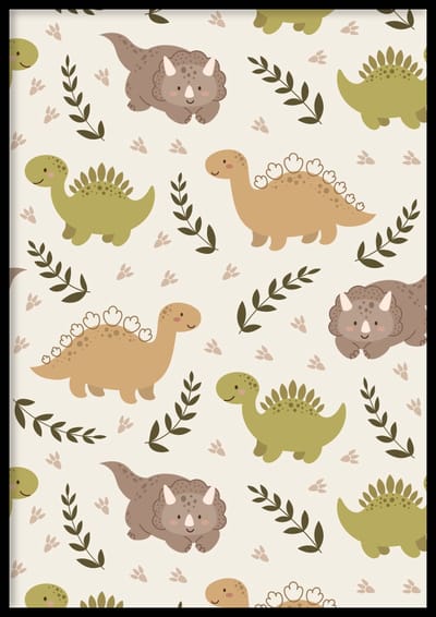 Poster Dino - Kinderkamer poster - Babykamer poster - Dieren poster - Kinderkamer decoratie - 30x40 cm - Exclusief lijst - WALLLL