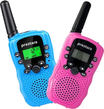 Prestara – Walkie Talkie Set van 2 – Blauw & Roze – 22 Kanalen – Met Zaklamp
