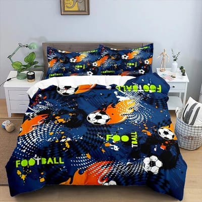 Ensemble de Literie 3D Cool Football Soccer Housse de Couette Taies d'Oreiller Couette Linge de Lit Décoration de Chambre Pour Garçons Cadeau Taille Twin Queen King 240x210cm