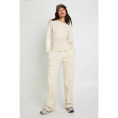 boohoo Dames Lang Diepe Zoom Popper Bomber Sweatshirt Trainingspak | Steen | Maat: Small