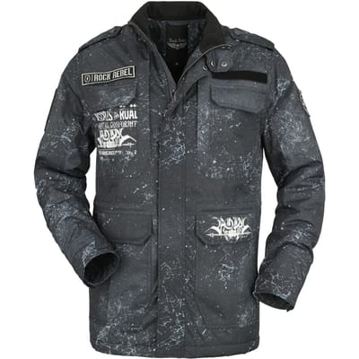 Rock Rebel by EMP - Rock Tussenseizoensjas - Overgangsjas met diverse patches - S tot XL - voor Mannen - grijs