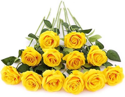Kunstbloemen - 12 stelen - 45 cm - Nepbloemen - Kunstmatige rozen - Rozenbloemen - Bloemen - Decoratie voor Valentijnsdag, thuis, bruiloften en feesten - Realistische kunstbloemen - Geschikt voor bruidsboeketten, huis, tuin, woonkamer hotel