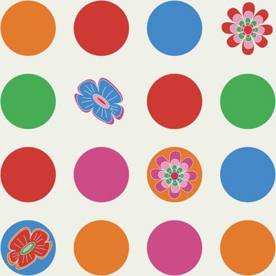 Bluuming Affairs - Kinderbehang- Bloemen - Stippen - Behang - Kinderkamer - Wit - 0,53 x 10 M.