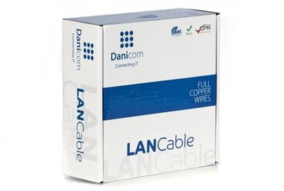 DANICOM CAT6A U/UTP 50 meter kabel op rol soepel - PVC (Fca) - Trekdoos - Internetkabel - Netwerkkabel - UTP kabel