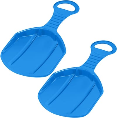 KOTARBAU® 2 x Sneeuwschijf, Kunststof, 53x34x3.5 cm, Blauw, Schotel Slee Plastic, met Handgreep, Rodelen, Sneeuwglijder, Slee, Bobsleeën, voor Kinderen en Volwassenen,Lichtgewicht en Stevig