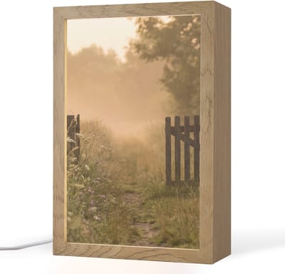 Tafellamp 20x30 cm - LED lamp - Hek - Natuur - Mist - Veld - Decoratieve tafellampen - Dimbaar - Tafellampje slaapkamer - Woonkamer binnen