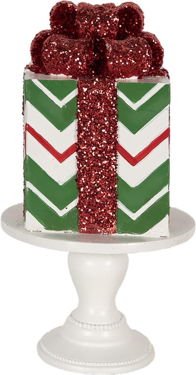 Clayre & Eef Kerstdecoratie Beeld Cadeau 24 cm Groen Polyresin