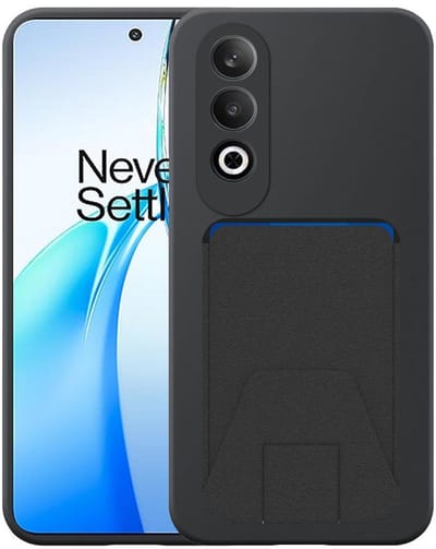 Geschikt voor OnePlus Nord CE 4 Telefoonhoesje met Verstelbare Leren Pasjeshouder - Flexible Back Cover Case Siliconen TPU with Adjustable Leather Cardslot - Zwart - Smartphonica geschikt voor OnePlus Nord CE 4