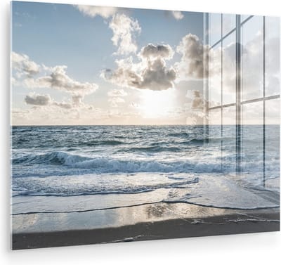MuchoWow® Glasschilderij 120x90 cm - Schilderij acrylglas - Zee - Wolken - Duitsland - Foto op glas - Muurdecoratie woonkamer - Wanddecoratie slaapkamer - Schilderijen