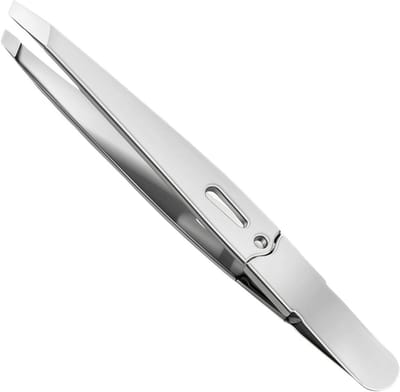 Pincet Roestvrij Staal - Epilatie Tang - Precisie Haren Verwijderen - Nauwkeurige Schuine Punt - 100 mm - Zilver