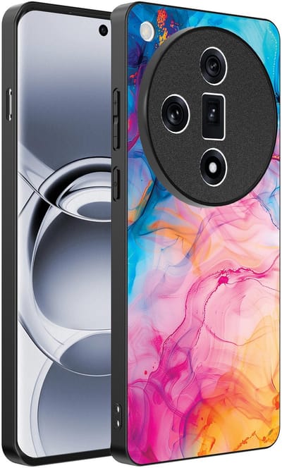 Smartphonica Telefoonhoesje Geschikt voor Oppo Find X7 met Regenboog Acryl Marmer Opdruk - TPU Backcover Case Rainbow Acrylic Marble Design geschikt voor Oppo Find X7