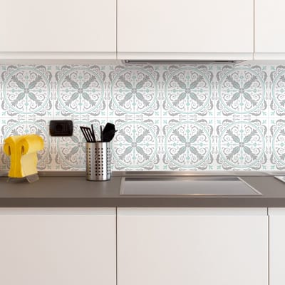 Zelfklevende tegelmuurstickers voor keuken en badkamer - 24 cementtegelstickers, Azulejos Constanza - 24 stickers, 20x20cm