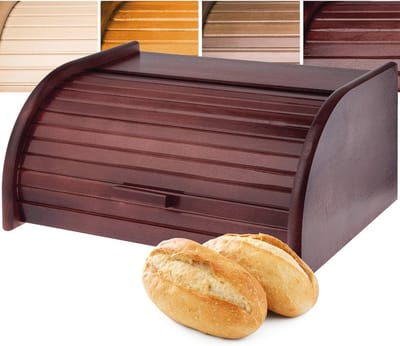 Ruime houten broodtrommel met roldeksel voor vers brood en snacks