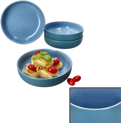 Set van 4 Jasper aardewerk soepborden oceaanblauw - 414387
