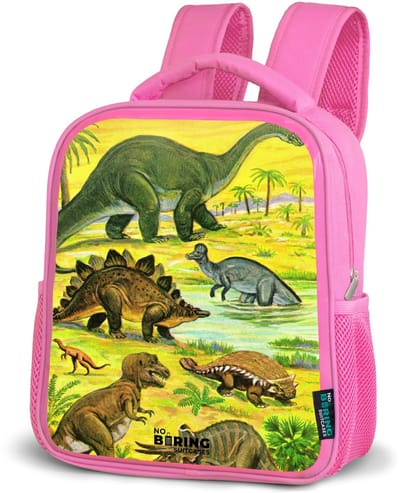 NoBoringSuitcases.com® - Rugzak roze - Schooltas meisjes - Dino's bij het water - Kinder rugtas meisje - Boekentas kind - Kinderrugzak voor school - Schoolrugzak