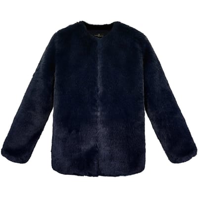 Luxueuze Vrouwen Jas van Vals Bont met Slanke Pasvorm - Donkerblauw - Maat S
