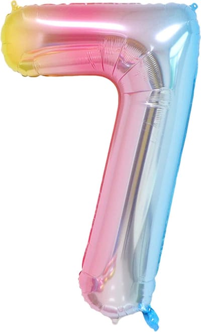 DW4Trading Regenboog Cijfer Ballon 7 - Feestversiering - Decoratie - Helium Ballon - 40 cm