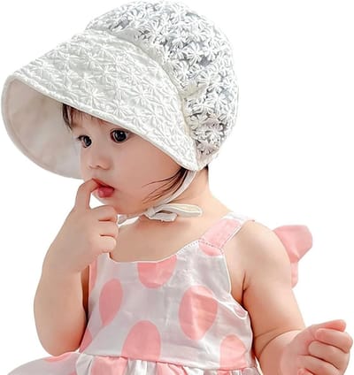 Baby Zonnehoed - Kinderpet Zomer - Bescherming Tegen Zon - Lichtgewicht Kant - 20 x 20 x 2 cm - Gekleurd