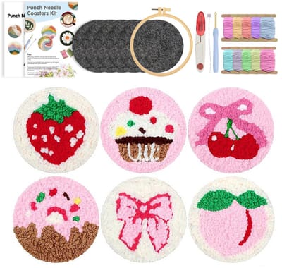 26-delige Punch Needle Onderzetters Knutselset - DIY Borduurstarterset voor Beginners - Kunst & Handwerk