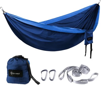 Lichte Outdoor Hangmat voor 2 Personen - 300kg Draagvermogen - Dubbele Camping Hangmat met Bevestigingsset - 290x170cm