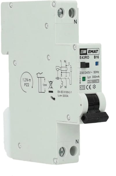 EMAT aardlekautomaat B16 1P+N 300mA type A 6kA spanningsonafhankelijk