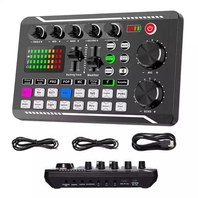 QTTVBTNA -DJ Draaitafel - DJ Mix Set - Dj Mixer Effecten En Stemwisselaar - DJ Controller - Live Geluidskaart En Audio-Interface - Bluetooth Stereo Audio Mixer - Zwart