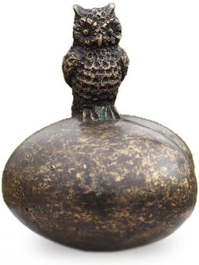 Bronzen Beelden:   Mini Urne met uil