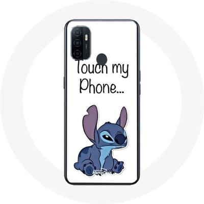Oppo A53 hoesje Lilo en Stitch schattige witte achtergrond