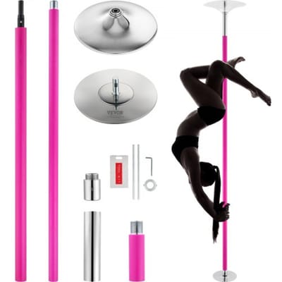 VEVOR Professionele Danspaal, Pole Dance Draagbare Danspaal Professioneel Ca. 216,3-270cm In Hoogte Verstelbaar Afneembare Fitnesspaal Spinning Fitness Roze, Statische Danspaal Sportscholen