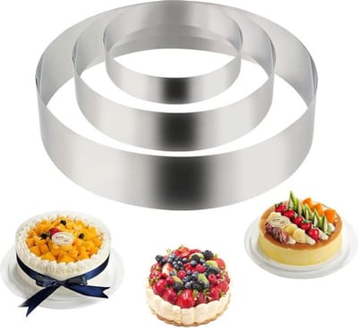 SnelShoppen - Cake Ring Set 3 Stuks Ø 15/20/25cm RVS Bakvormen voor Taart Mousse Gebak - Hoog 6cm - Duurzaam en Roestvrij voor Keuken Bakplezier