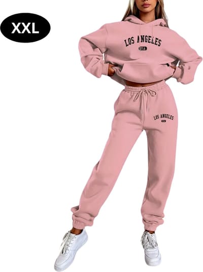 Livano Joggingpak Dames - Huispak - Volwassenen - Trainingspak - Comfortabel - Jogging Pak - Joggingsbroek - Roze - XXL
