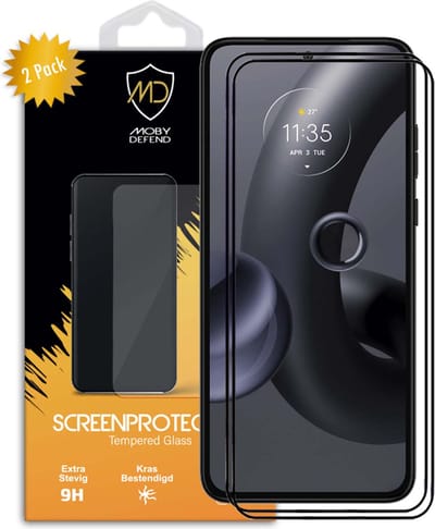 2-Pack MobyDefend Screenprotectors - Geschikt voor Motorola Edge 30 Neo - Screensaver Met Zwarte Randen - Gehard Glas