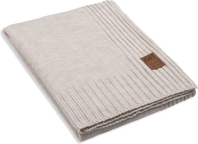 Knit Factory Uni Gebreid Plaid - Woondeken - plaid - Wollen deken - Kleed - Beige - 160x130 cm