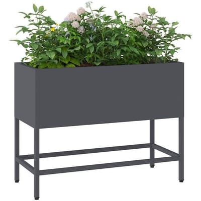 vidaXL - Verhoogde - Tuin - Plantenbak - Antraciet - 60 - x - 26 - x - 45 - cm - Staal