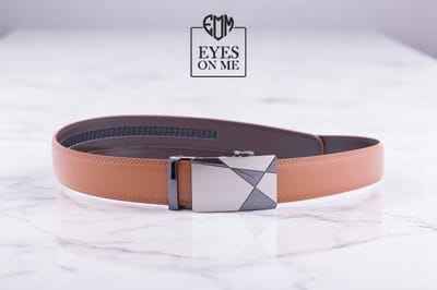Camel lederen riem zonder gaatjes met automatische gesp voor heren ( Model B002 )