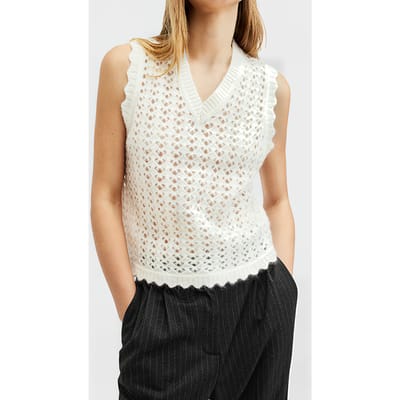 AllSaints Vivian Tank Chalk White Maat: XS | Gebreide Truien Outlet | Dames | Ecru
