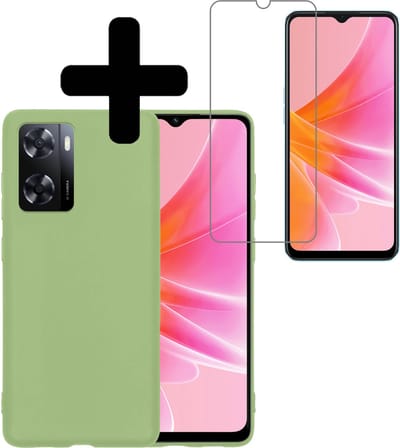 Hoesje - Met Screenprotector - Geschikt voor OPPO A57 - Sterk & Shockproof - Back Cover - Siliconen Case - Telefoon Hoes - Telefoonhoesjes - Groen
