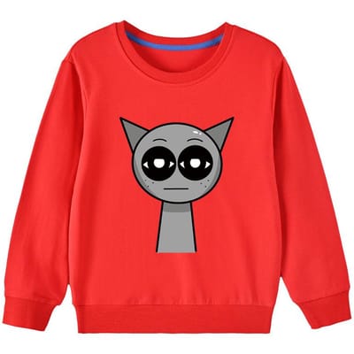 Vêtements Printemps Automne Sprunki Bébé Enfants Sweatshirts Manches Longues Coton Impression Dessin Animé Mignon Col Rond Haut Garçon Fille Vêtements Décontractés 160 red