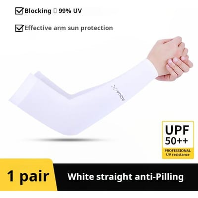 Manches de Protection Solaire Respirantes Protection Uv Été Équipement Respirant Protection Uv Parfait Pour le Sport la Conduite les Aventures en Plein Air One Size blanc