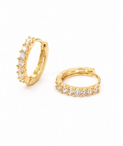 Oorbellen- Wit - Goudkleurig - Zirkonia- Verguld - Roestvrijstalen oorbellen - sieraden – Cadeau tip – Hip - Trendy