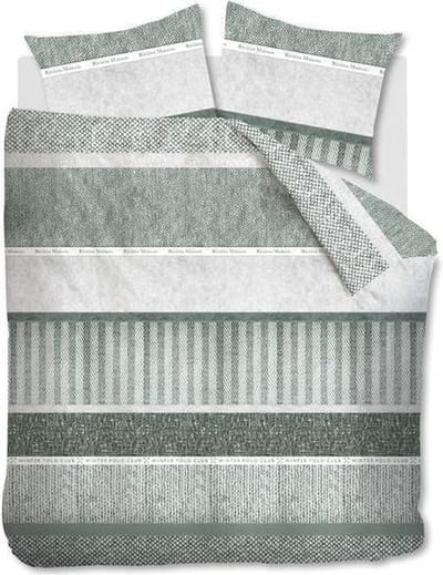 Riviera Maison Winterclub dekbedovertrek - Lits-Jumeaux - 240x200/220 - Groen