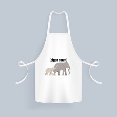 Akyol - olifant en kleine olifant met eigen naam Keukenschort - Olifant - olifanten liefhebbers - iemand die houdt van olifanten - verjaardag - cadeau - kado - 82 bij 71 cm