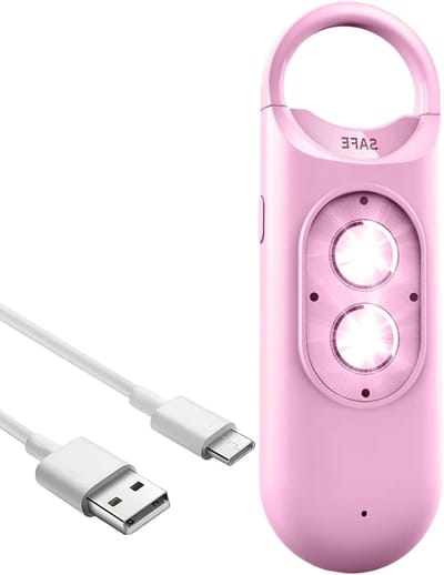 Persoonlijk Veiligheidsalarm - Reisalarm Sirene - Noodsituaties Gebruiken - 130dB Geluid Stroboscoop - 10.6 x 4.4 x 2.8 cm - Roze